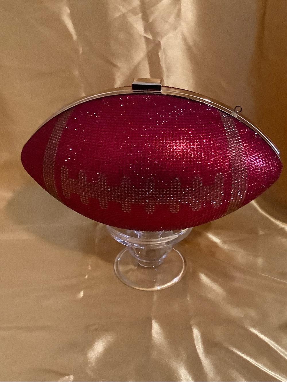 Red Crystal Football Clutch with Gold Frame - Picture 3 of 3